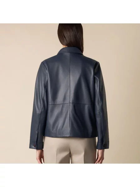 Kurtka skórzana Brooks Brothers niebieska