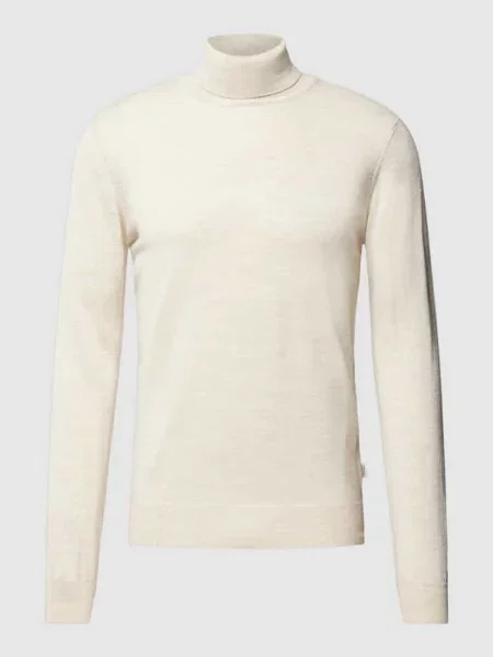 Sweter z golfem z mieszanki wełny Casual Friday beżowy