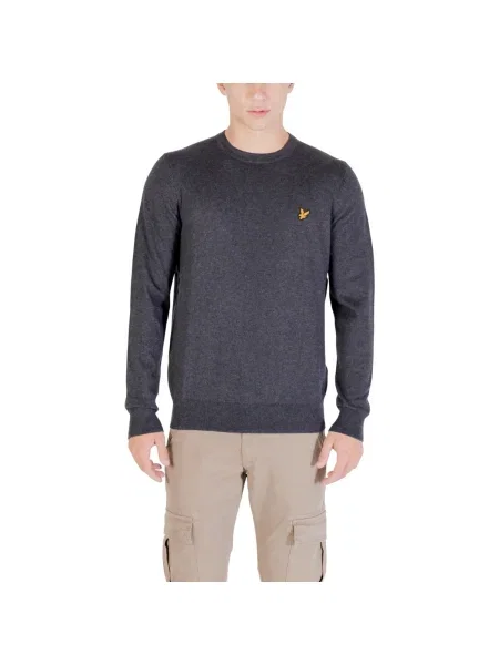 Sveter Lyle & Scott z merina s okrúhlym výstrihom sivá