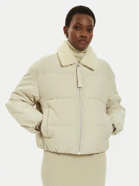Zimní bunda Calvin Klein Jeans béžová