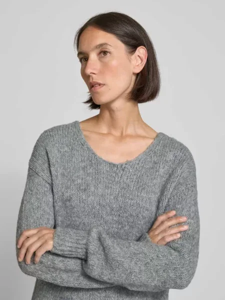 Sweter o luźnym kroju z dzianiny z dodatkiem wełny i wełny z alpaki Milano Italy