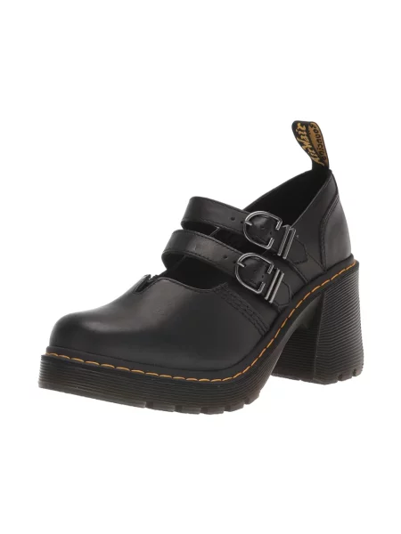 Czółenka Dr. Martens skórzana na wysokim obcasie retro czarna