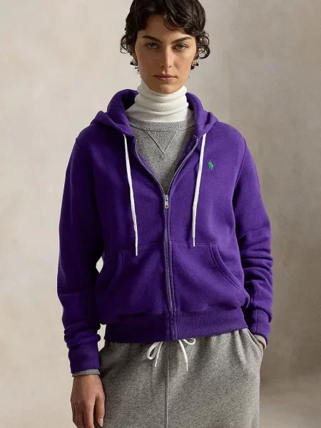 Суичър с качулка Polo Ralph Lauren с качулка виолетово