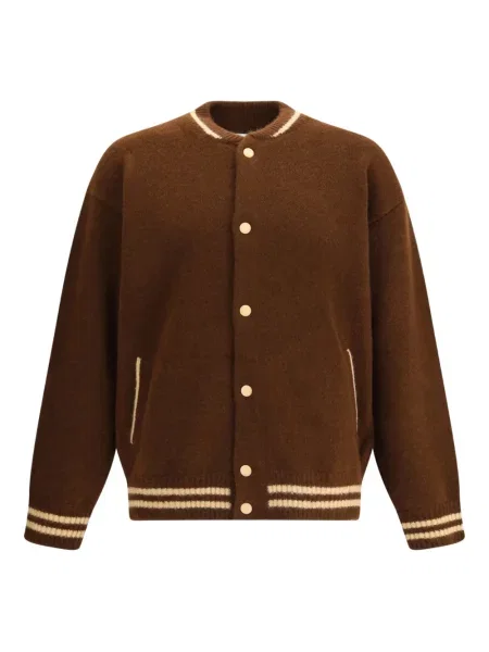 Geacă bomber Laneus cu dungi tricotate maro
