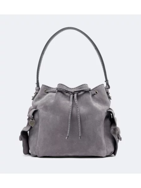 Geantă Acne Studios din piele de căprioară gri