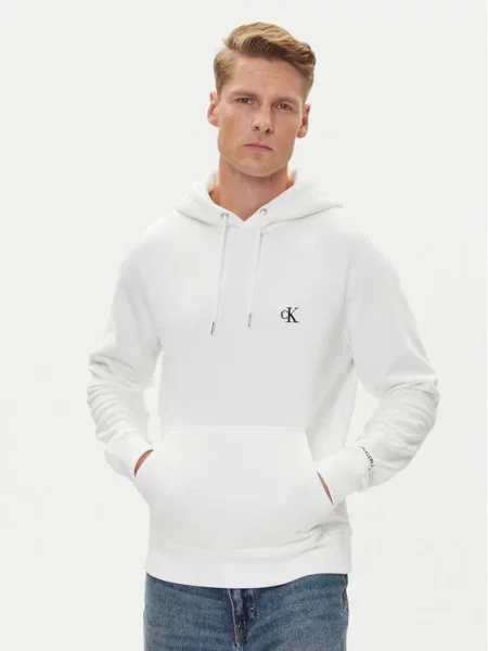 Bluza Calvin Klein Jeans z kapturem biała