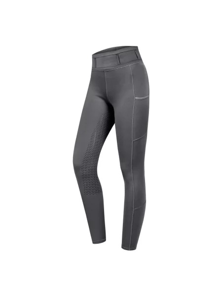 Dziewczęce legginsy jeździeckie z pełną przyczepnością ELT Ella Glam szare