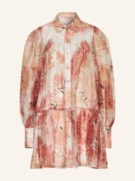 Aje. Sukienka Koszulowa Iria Z Koronką I Plisami braun pomarańczowa