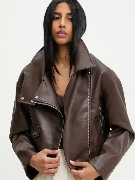 Answear Lab geaca ramones de tranzitie oversize maro