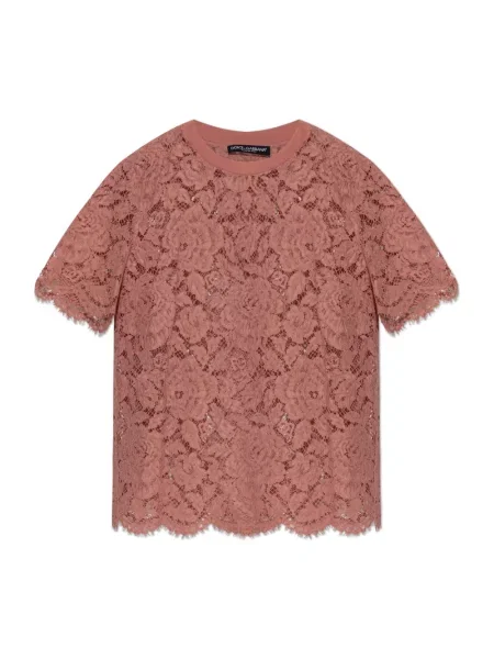 Koszulka Dolce And Gabbana koronkowa różowa