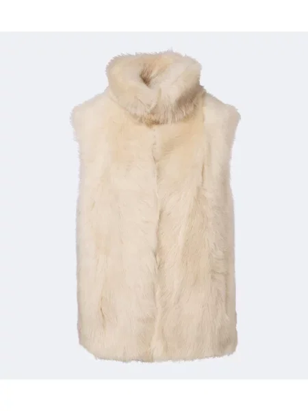 Vestă Eleventy din piele de oaie bej