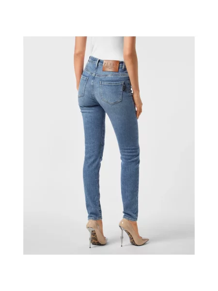 Jeansy Philipp Plein z wysoką talią niebieskie