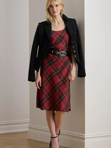Lauren Ralph Lauren sukienka midi rozkloszowana czerwony