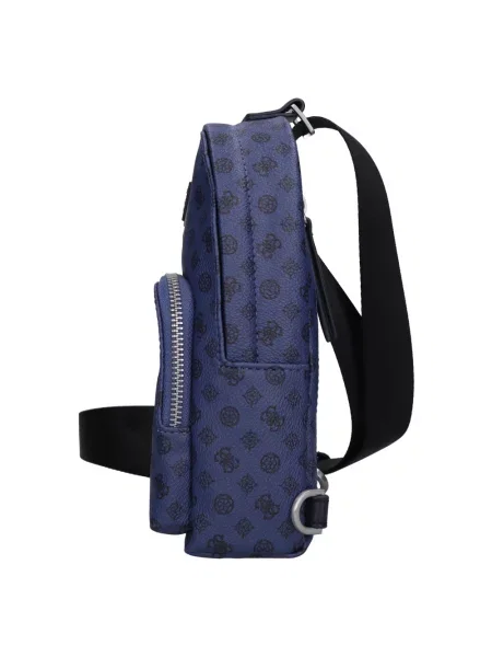 Torba crossbody Guess skórzana niebieska