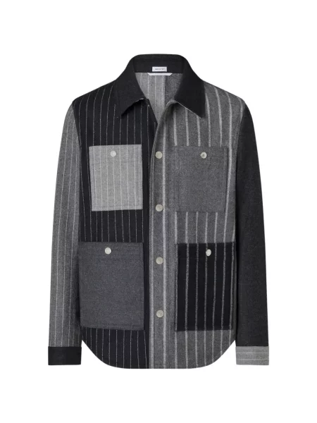 Geacă Thom Browne cu dungi de flanelă gri