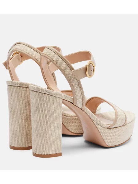 Sandale Gianvito Rossi din piele cu platformă bej