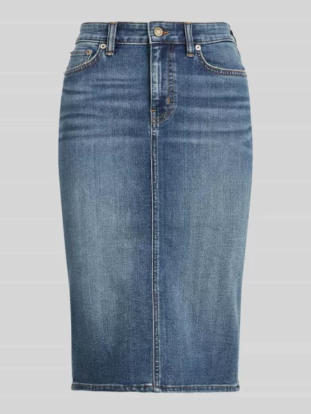 Spódnica midi o kroju regular fit z denimu Lauren Ralph Lauren niebieska