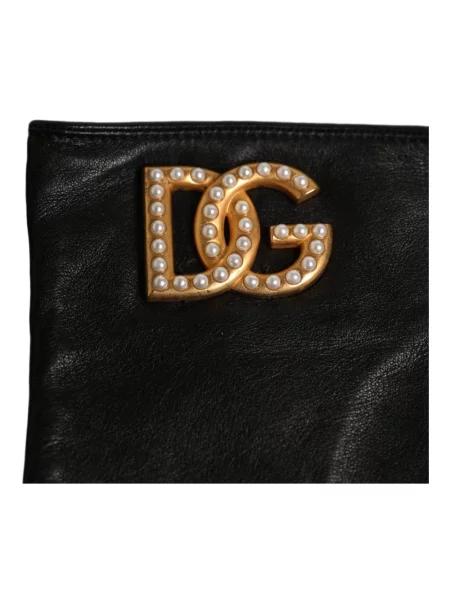 Rękawiczki Dolce And Gabbana skórzane czarne