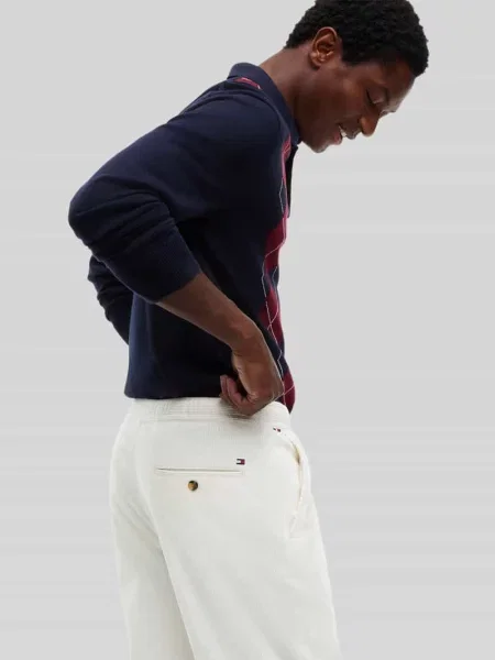 Spodnie ze straight fit ze bawełny model DOVER' Tommy Hilfiger białe