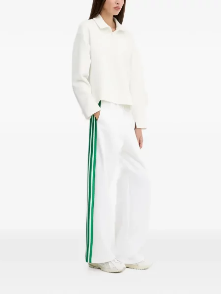 Spodnie Adidas w paski z autografem do biegania zielone