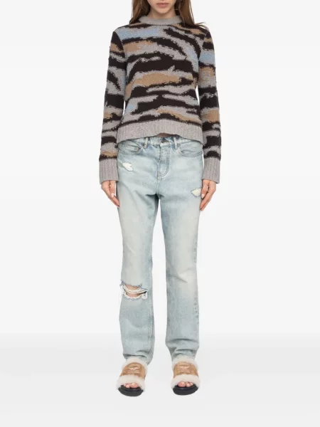 Pulover Zadig&voltaire cu decolteu rotund gri