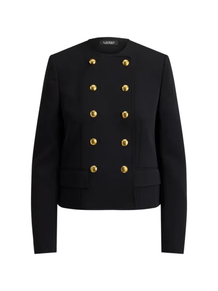 Geacă Lauren Ralph Lauren din crep cu două rânduri de nasturi negru
