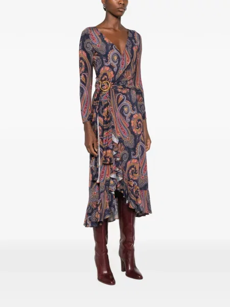 Rochie Etro cu imagine cu model paisley albastru