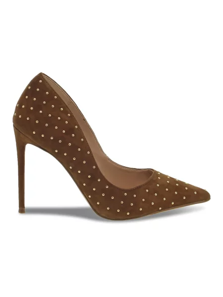 Czółenka Steve Madden zamszowa z ćwiekami brązowa