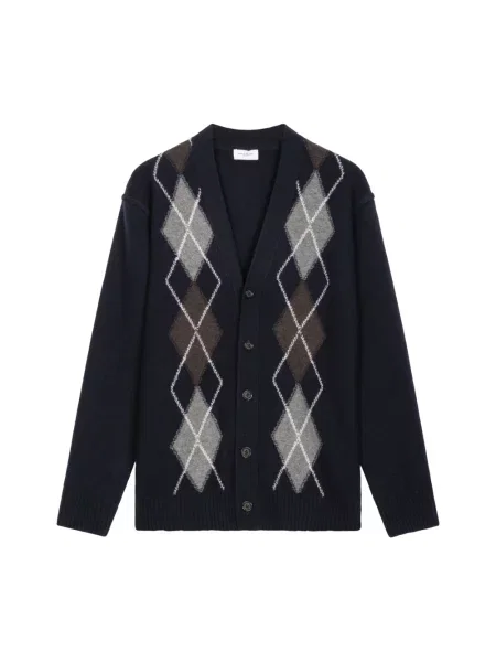 Sweter Paolo Pecora z wzorem argyle klasyczny niebieski