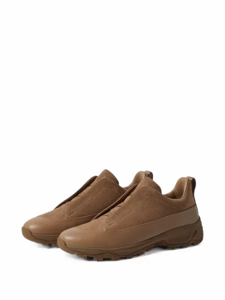 Sneakerși Zegna din piele de căprioară bej