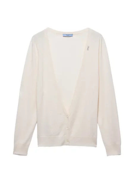 Cardigan Prada din cașmir alb
