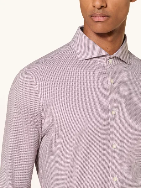 Desoto Jerseyová Košile Slim Fit tmavě červená / šedá bílá