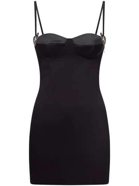 Rochie mini Area cu motiv cu inimi din țesătură twill de costum negru