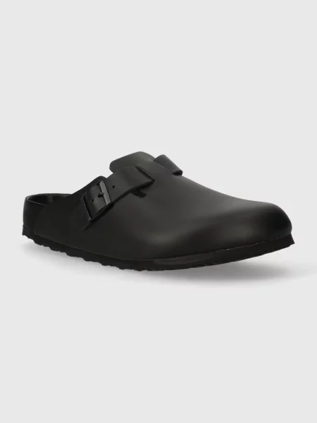 Birkenstock papuci de piele Boston barbati negru