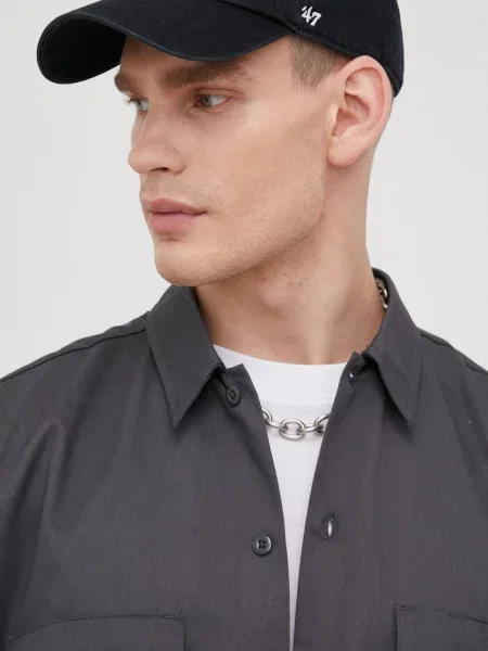 Рубашка Dickies мужская regular классический воротник серый