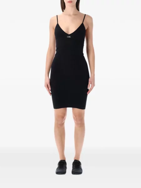 Mała sukienka mini Mm6 Maison Margiela z dekoltem w serek garniturowa czarna