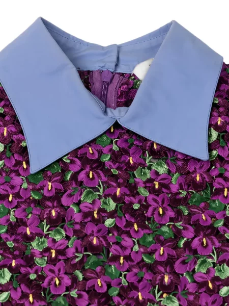 Gulerat rochie Valentino Garavani cu model floral violet