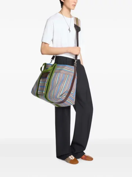 Geantă Dries Van Noten din canvas albastru