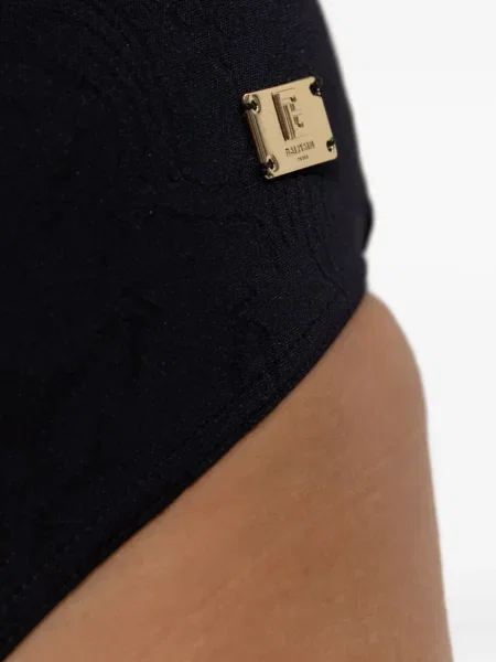 Costum de baie Balmain cu volane cu gât halter negru