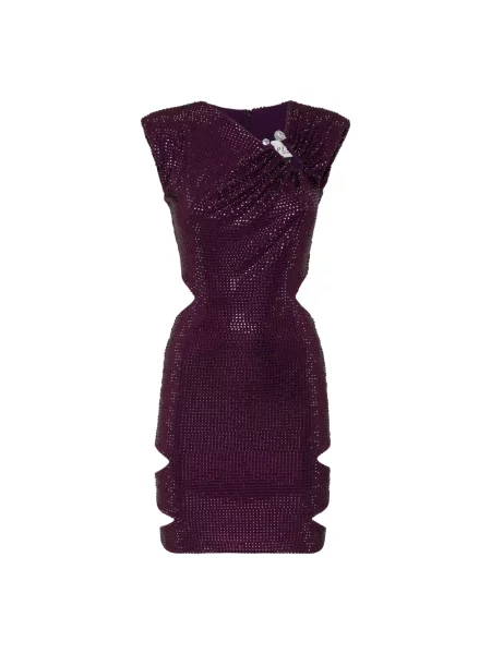Mała mały sukienka mini Philipp Plein z kryształkami fioletowa