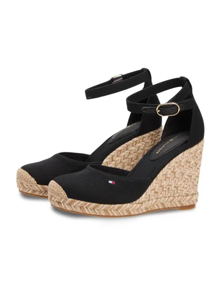 Espadrile Tommy Hilfiger Flag High Wedge Espad Closed Toe črna
