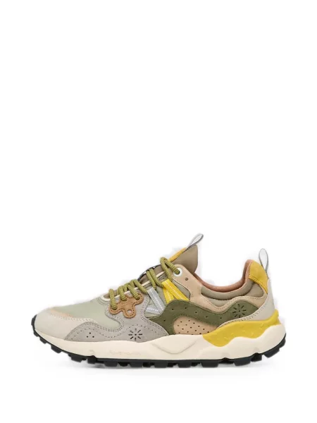 Sneakerși Flower Mountain din piele de căprioară cu model floral verde