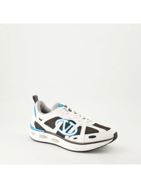 Sneakersy Valentino Garavani skórzane z siateczki białe