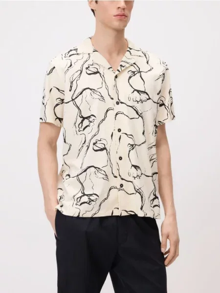 Reserved Cămașă regular fit cu model crem