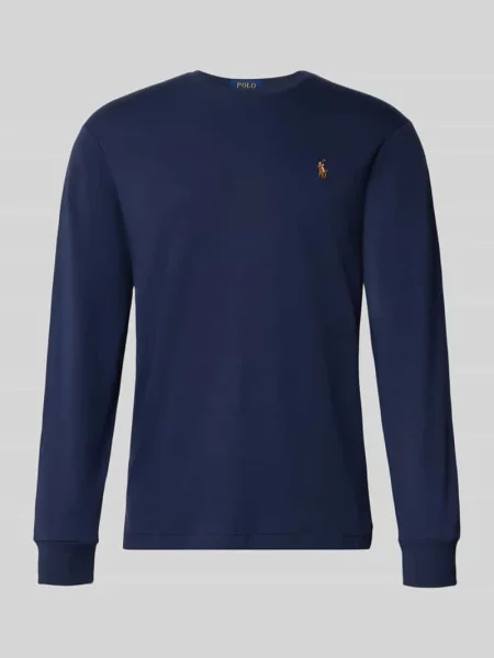 Bluzka z długim rękawem o kroju regular fit z czystej bawełny model PIMA' Polo Ralph Lauren granatowa
