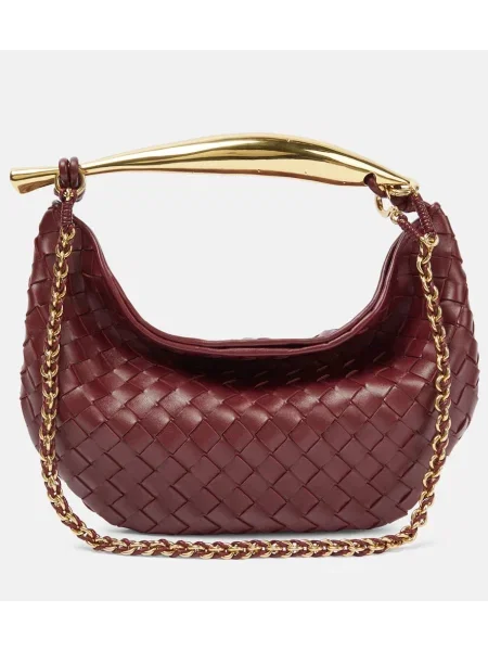 Geanta de piele Bottega Veneta Handle din piele roșu