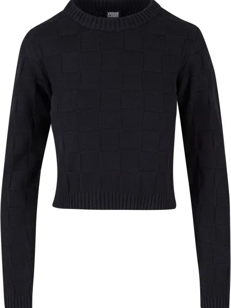 Kockovaný pletený sveter Urban Classics čierna