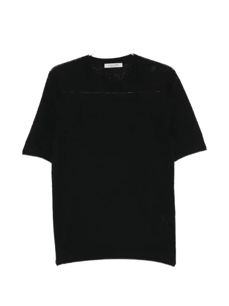 Tricou Fileria scurt cu nervuri negru