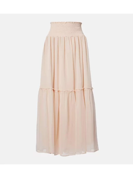 Maxi fusta maxi Xu Zhi din șifon roz