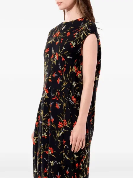 Φλοράλ ασύμμετρη φόρεμα Balenciaga με σχέδιο μαύρο